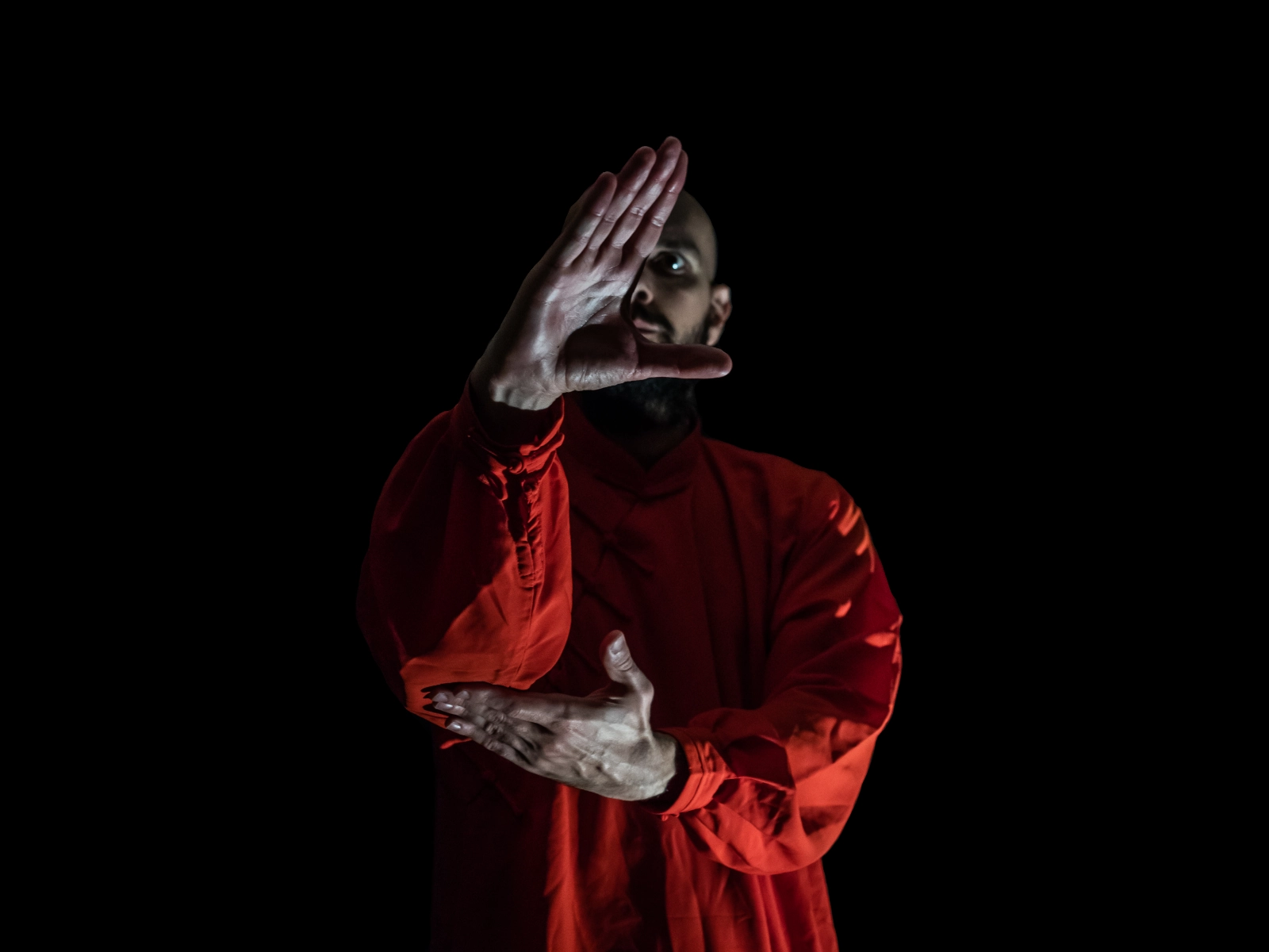 Fotografia di Andrea Salimbeni, maestro della Lü Dongbin, che esegue una tecnica di Tanglang Quan